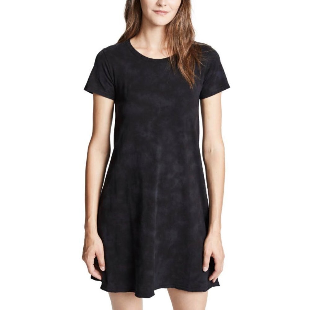 ATM black gray short sleeve shift dress